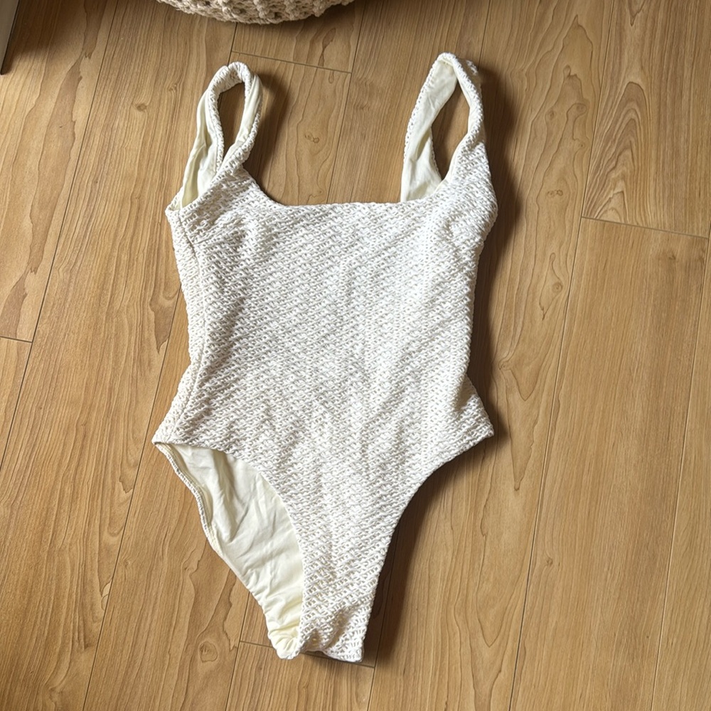 Monday Swimwear White Textured One-Piece Swimsuit